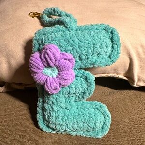 Crochet Initial R Bag Charm Purse Backpack Keychain Handmade